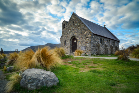 Church of the Good Shepherd built since 1935, Lake Tekapo, New Zealandの写真素材