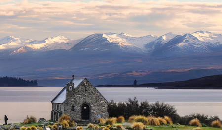 Church of the Good Shepherd built since 1935, Lake Tekapo, New Zealandの写真素材