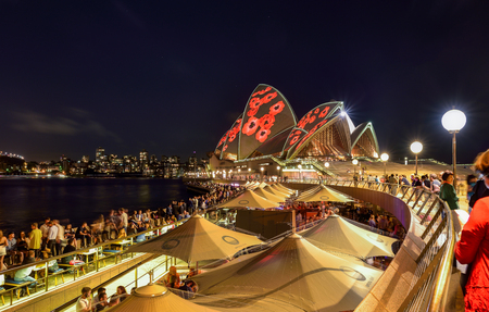 SYDNEY, AUSTRALIA - November 11, 2016, Sydney Opera House illuminated with colourful poppies light design imagery for remembrance dayのeditorial素材