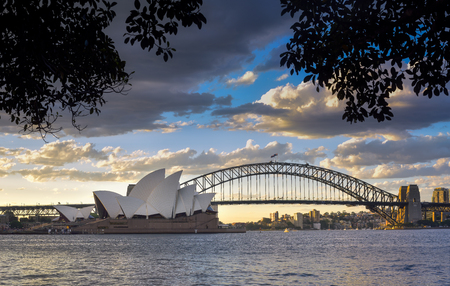 SYDNEY AUSTRALIA - December 17, 2016: View Sydney CBD and The Opera House on sunset, Sydney, Australia, Over 10 millions tourists visit Sydney every yearのeditorial素材