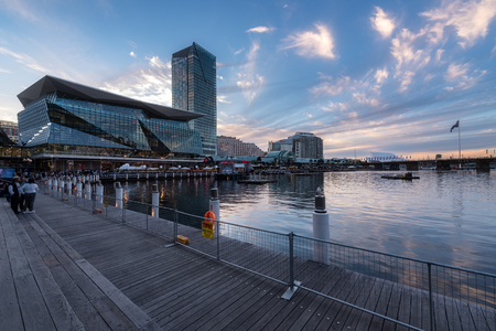 SYDNEY, AUSTRALIA - April 8, 2017 : Darling Harbour, adjacent to the city center of Sydney and also a recreational place in Sydney central business districtのeditorial素材