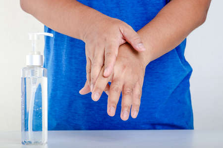 Washing hands with alcohol Put in the palm and rub all over the palm. Back of hands and fingers...