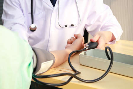 The doctor measures the pressure on the patient. Concept of medical services in hospitals. health...