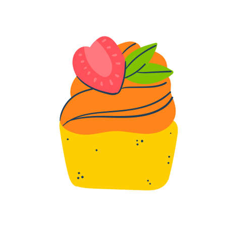 cupcake design vector flat objects decorationのイラスト素材