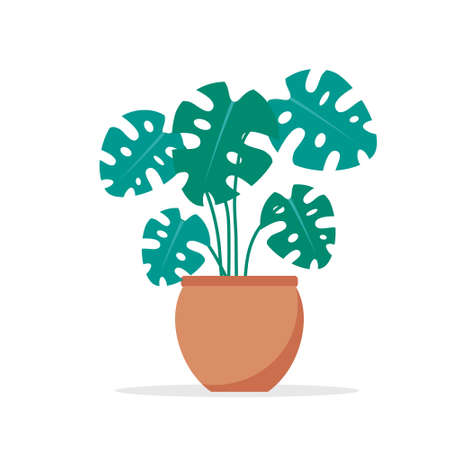 flower design vector flat objects, flower pot and decorative plant gardenのイラスト素材