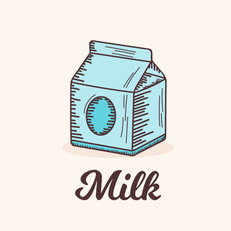 milk ingredients object design vector hand drawn objectsのイラスト素材