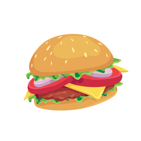 burger design vector flat objectsのイラスト素材