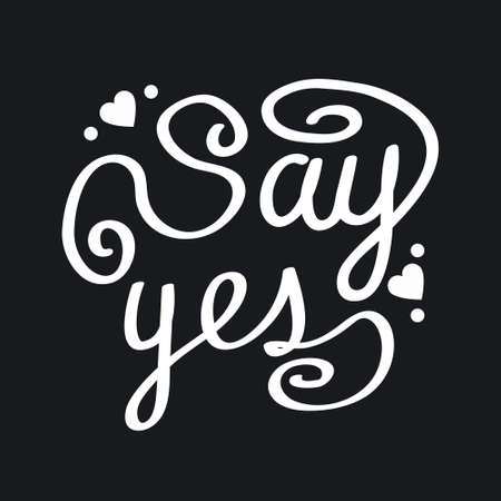 i said yes lettering wedding design vectorのイラスト素材