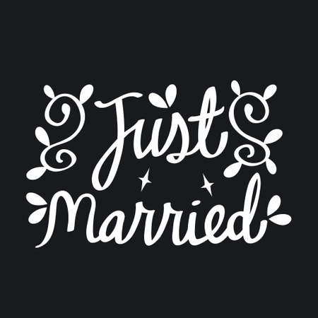 just married lettering wedding design vectorのイラスト素材
