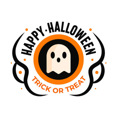 happy halloween badge labels design vector objects illustrationのイラスト素材