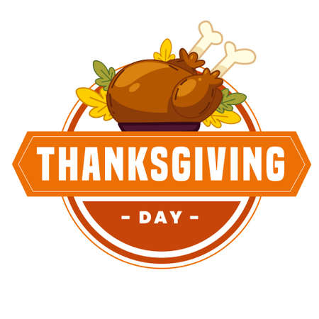 hand drawn thanks giving day badge design vectorのイラスト素材