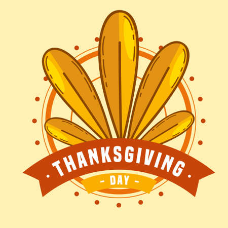 hand drawn thanks giving day badge design vectorのイラスト素材