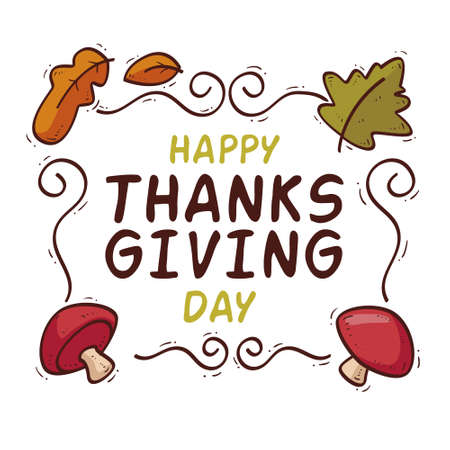 hand drawn thanks giving day badge design vectorのイラスト素材