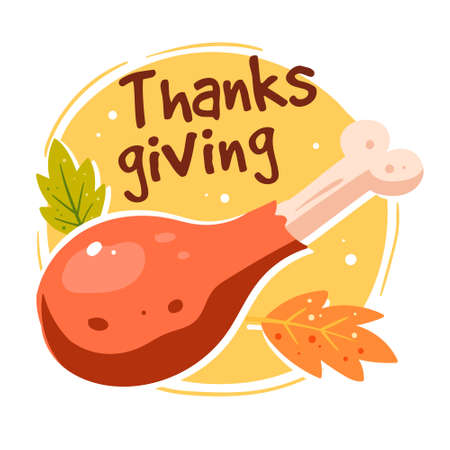 hand drawn thanks giving day badge design vectorのイラスト素材