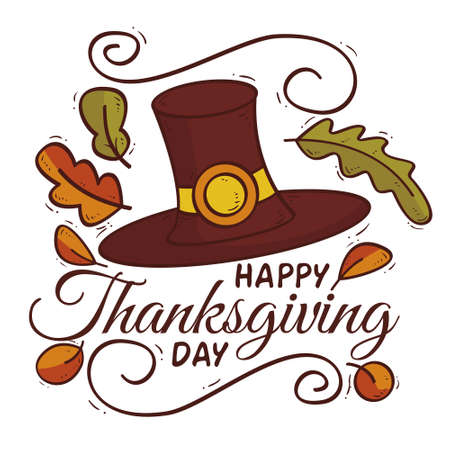 hand drawn thanks giving day badge design vectorのイラスト素材