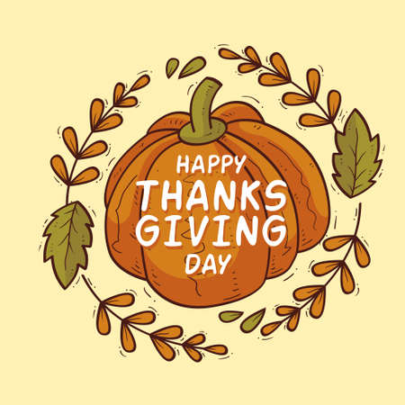 hand drawn thanks giving day badge design vectorのイラスト素材