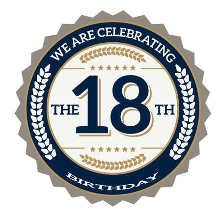 happy birthday and anniversary badge stamp label design vectorのイラスト素材