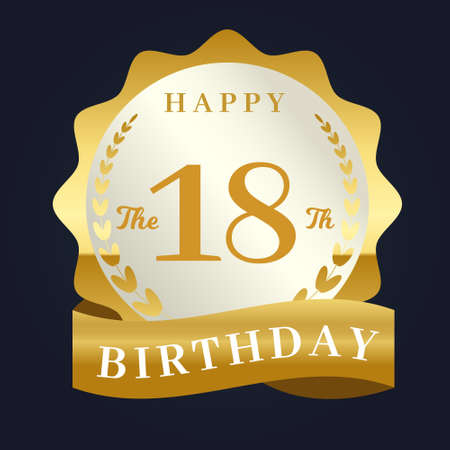 happy birthday and anniversary badge stamp label design vectorのイラスト素材