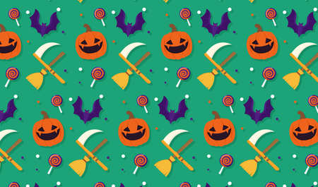 happy halloween banner or party invitation background. vector illustration ideal for banner, web, header, cover, billboard ,brochure, social media, landing pageのイラスト素材
