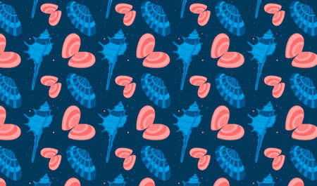 seashell background objects art background can be used for decorative pictures of the wall, advertising, printing and cover bookのイラスト素材