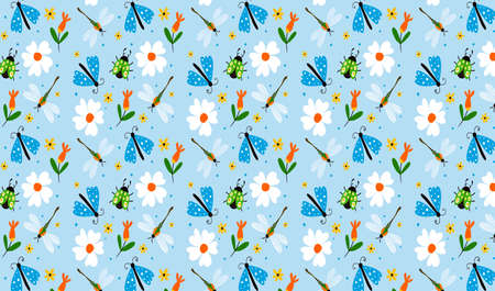 creative bug with leaf and flower organic color background  Eps10 vectorのイラスト素材