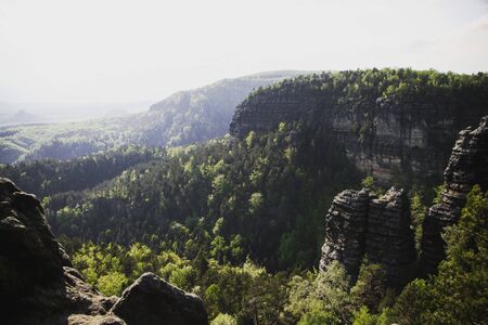 Panoramic view near Prebischtor in Bohemian Switzerland Czech Republicの写真素材