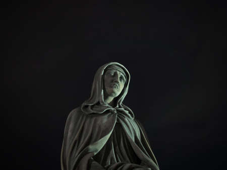 Statue of Virgin Mary part of Statuary of the Saint Cross and Calvary on Charles Bridge in Prague Czech Republicの写真素材