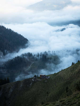Panoramic view of swiss Alpstein alpine mountain range Appenzell Innerrhoden Switzerlandの写真素材