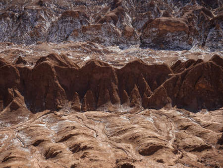 Landscape panorama view of rock formations in Valley of the moon Valle de la luna near San Pedro de...