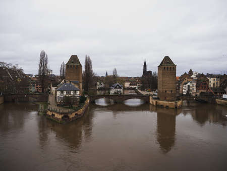 Charming picturesque old traditional architecture stone bridge Ponts Couverts Barrage Vauban...