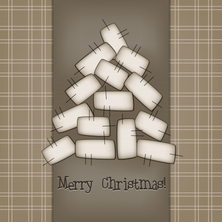 Christmas Tree Fabric - Cotton squares make up a Christmas tree in rustic style to use for greeting cards or invitations or simply as background のイラスト素材