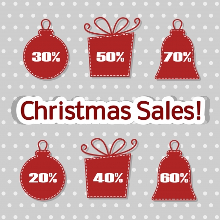 Christmas Sales - A nice set of Christmas stickers with percentage discount のイラスト素材