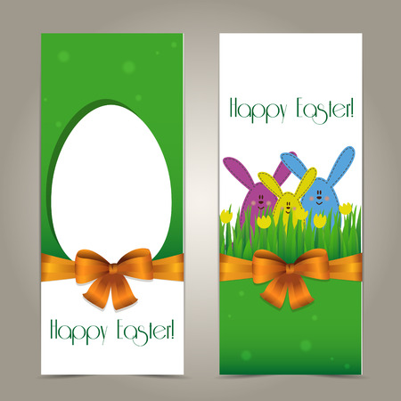 Happy Easter Cards - Two funny Easter cards with copy space for text のイラスト素材