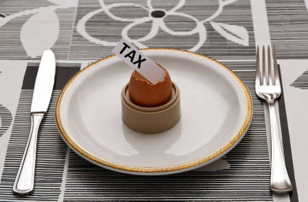 Bad surprise of taxes in the Easter Eggの写真素材