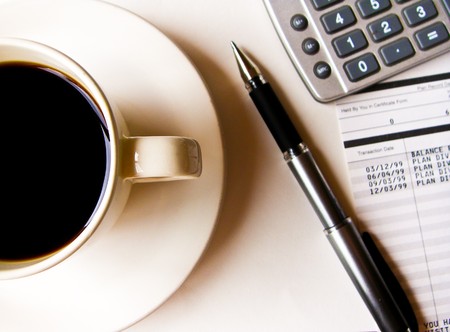 Coffee and workingの写真素材