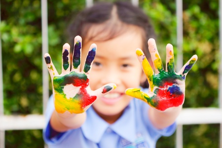 Girl play colorの写真素材