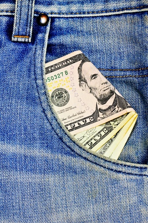 Us dollar in the jeans pocket 