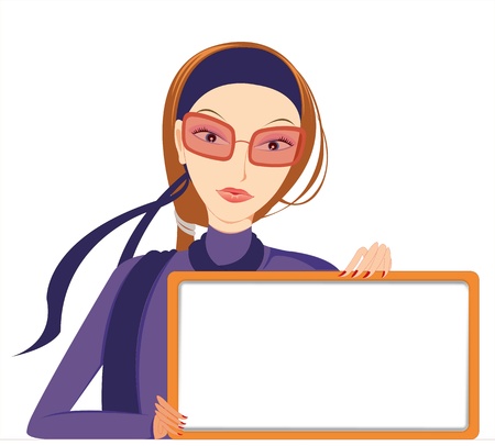 Business woman hold white boardのイラスト素材
