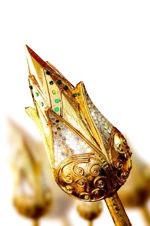 Lotus flower carved into gold ( Art off the gold 100% ) の写真素材