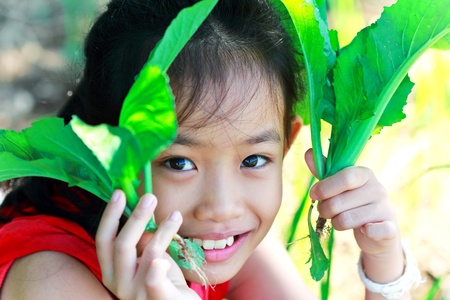 Pretty girl and non-toxic vegetableの写真素材