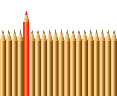 Pencils one red pencilのイラスト素材