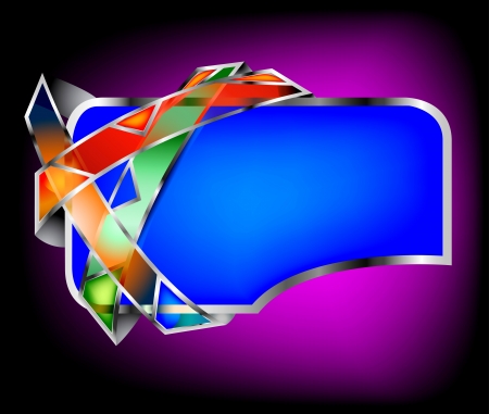 Blue label with bands of different colorsのイラスト素材