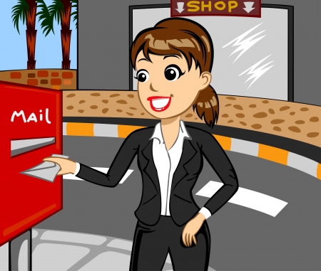 A business woman. Sending mailのイラスト素材