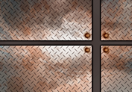 Old steel plate 4 pieces backgroundの写真素材