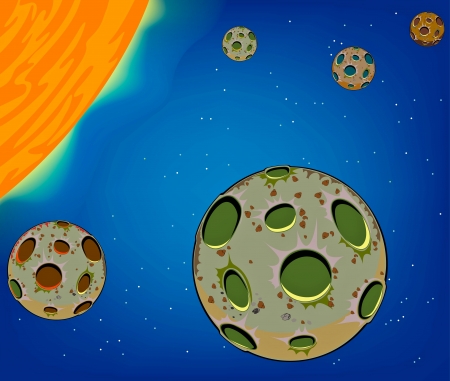 Geological planet and galaxy cartoon backgroundのイラスト素材