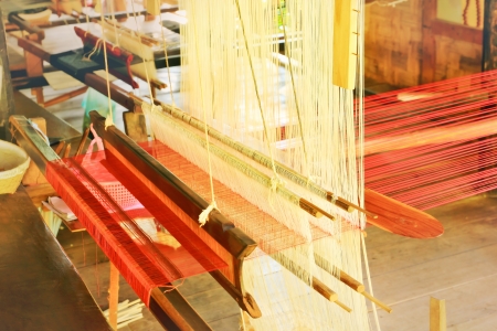 Hand weaving loom backgroundの写真素材