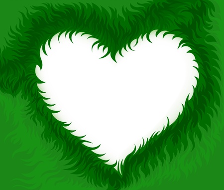 Heart shapes by grass backgroundのイラスト素材