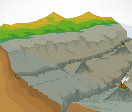 Under the ocean and volcanoesのイラスト素材