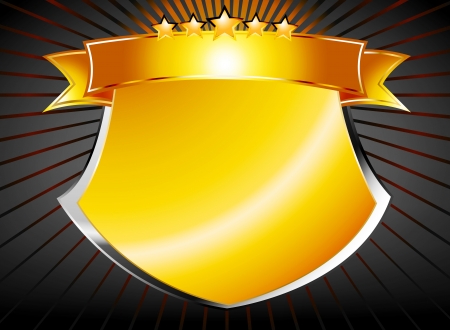 Beautiful gold shield with stars and banner backgroundのイラスト素材