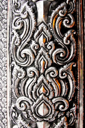 beautiful silver carving pattern style backgroundの写真素材